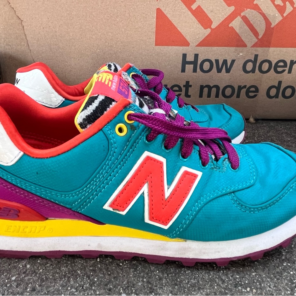 New Balance Retro Teal and Orange Sneakers